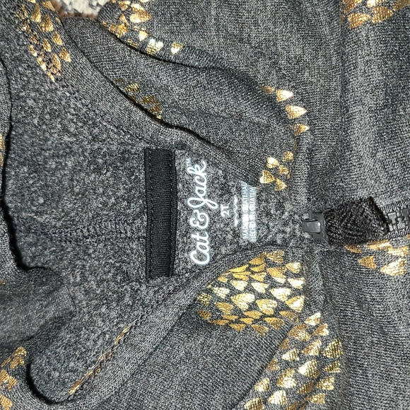 Deep Grey Girl Zip Hoodie with Bundles of Gold Foil Hearts Size 2T - Picture 3 of 4